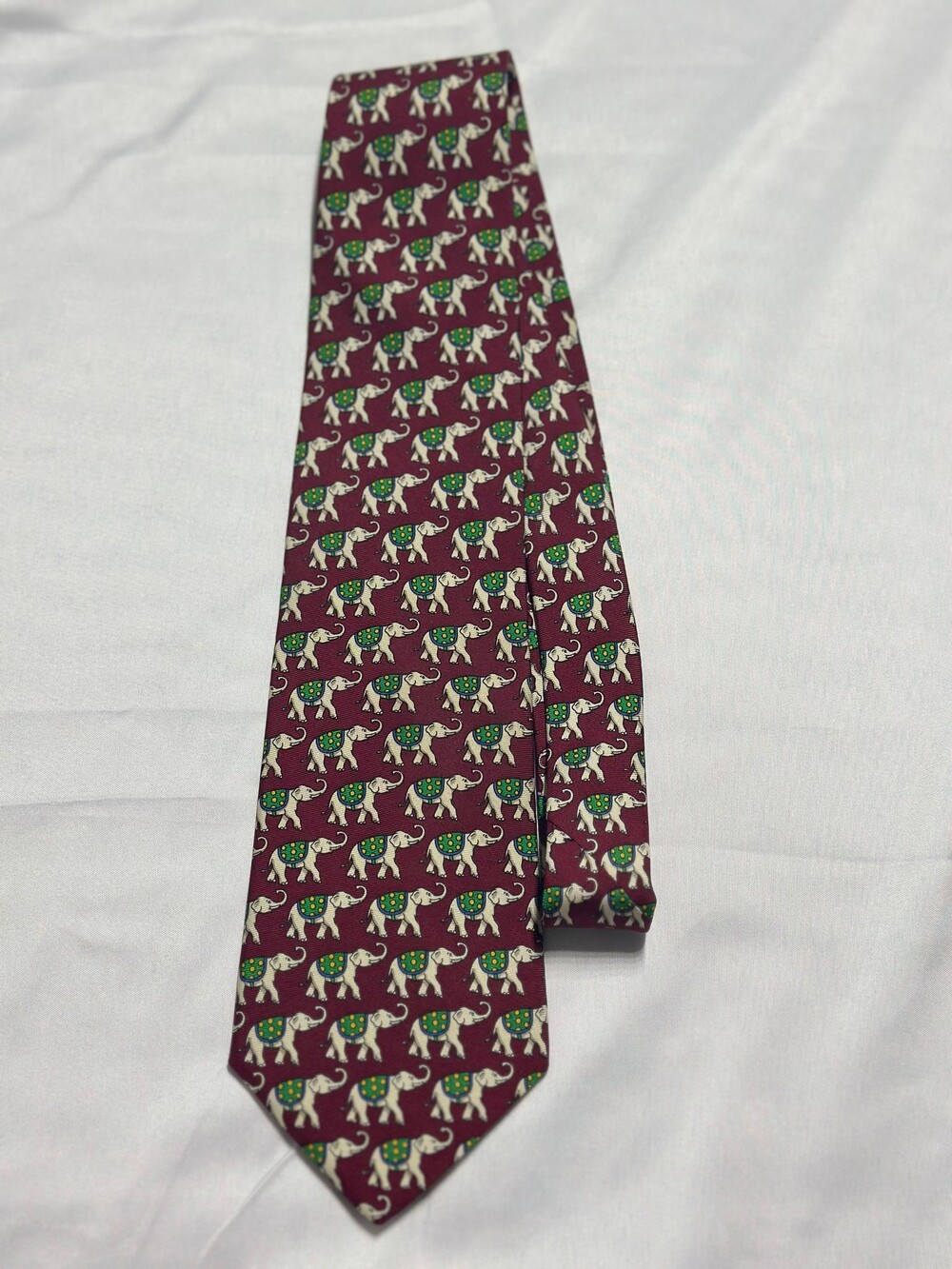 Brooks Brothers Makers Silk Tie Burgundy Elephant Novelty Print Made USA